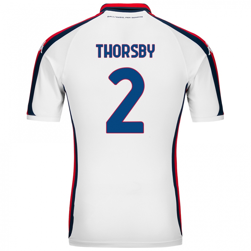 Niño Camiseta Morten Thorsby #2 Blanco 2ª Equipación 2024/25 La Camisa Perú