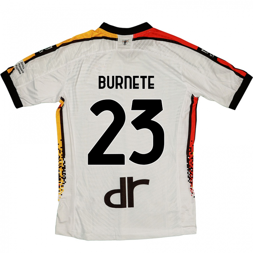 Niño Camiseta Rareș Burnete #23 Blanco Negro 2ª Equipación 2024/25 La Camisa Perú