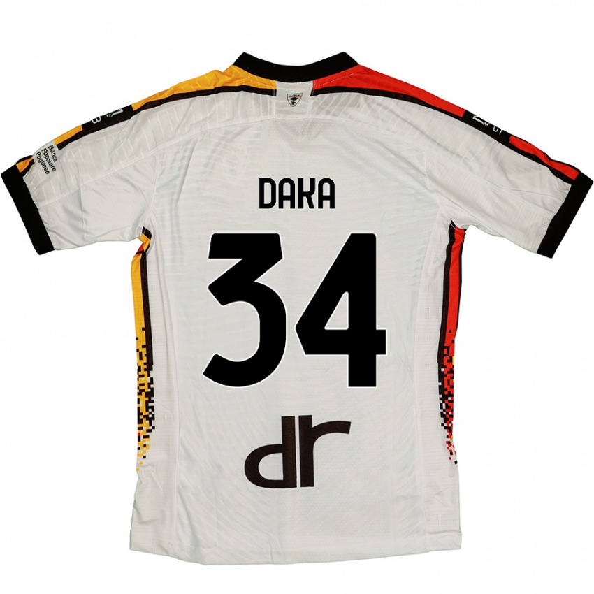 Niño Camiseta Dario Daka #34 Blanco Negro 2ª Equipación 2024/25 La Camisa Perú