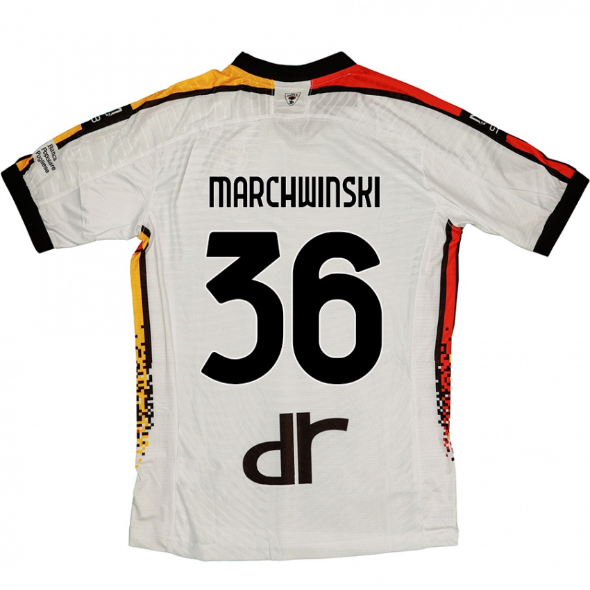 Niño Camiseta Filip Marchwinski #36 Blanco Negro 2ª Equipación 2024/25 La Camisa Perú