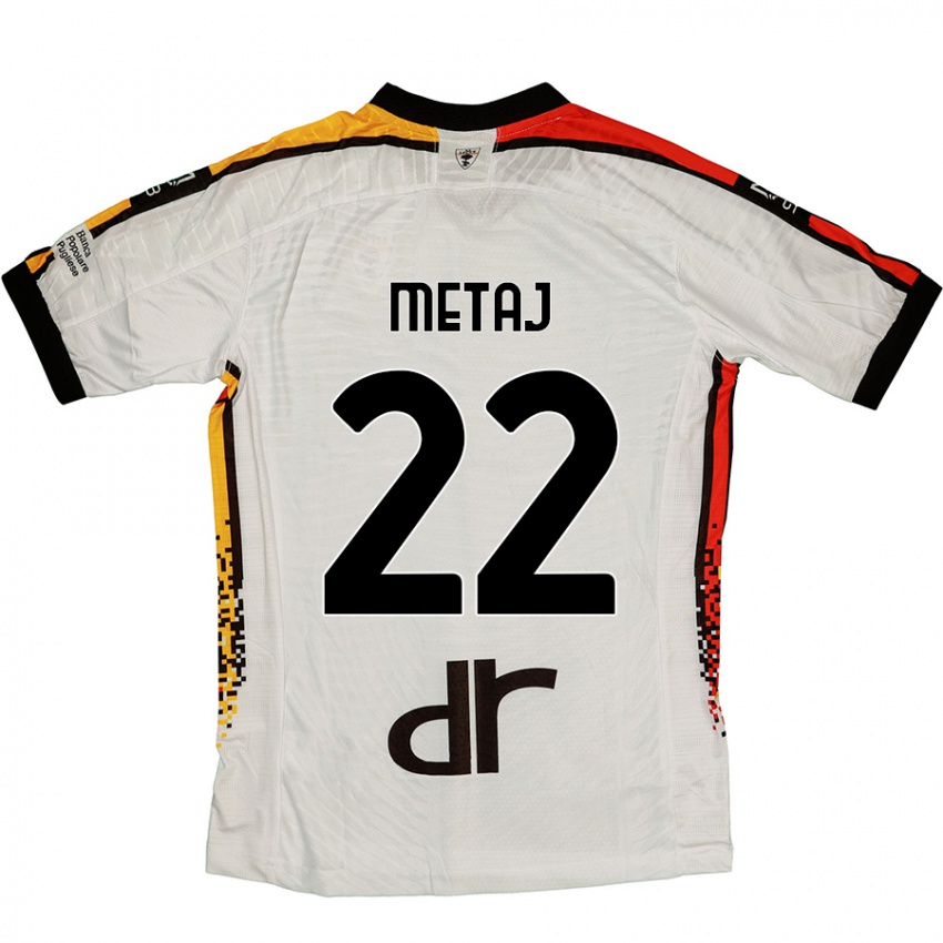 Niño Camiseta Dejvi Metaj #22 Blanco Negro 2ª Equipación 2024/25 La Camisa Perú