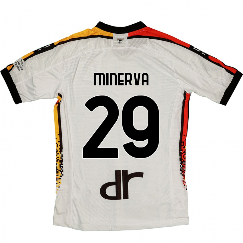 Niño Camiseta Francesco Minerva #29 Blanco Negro 2ª Equipación 2024/25 La Camisa Perú