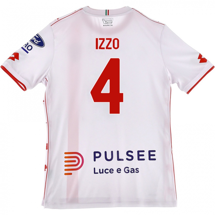 Niño Camiseta Armando Izzo #4 Blanco Rojo 2ª Equipación 2024/25 La Camisa Perú