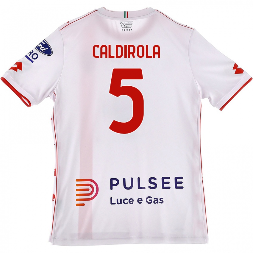 Niño Camiseta Luca Caldirola #5 Blanco Rojo 2ª Equipación 2024/25 La Camisa Perú