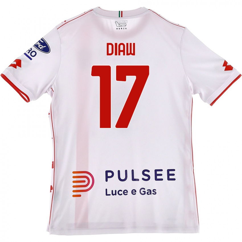 Niño Camiseta Davide Diaw #17 Blanco Rojo 2ª Equipación 2024/25 La Camisa Perú