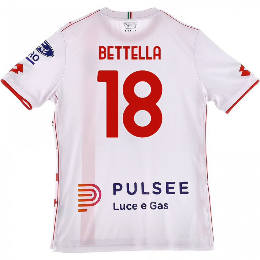 Niño Camiseta Davide Bettella #18 Blanco Rojo 2ª Equipación 2024/25 La Camisa Perú