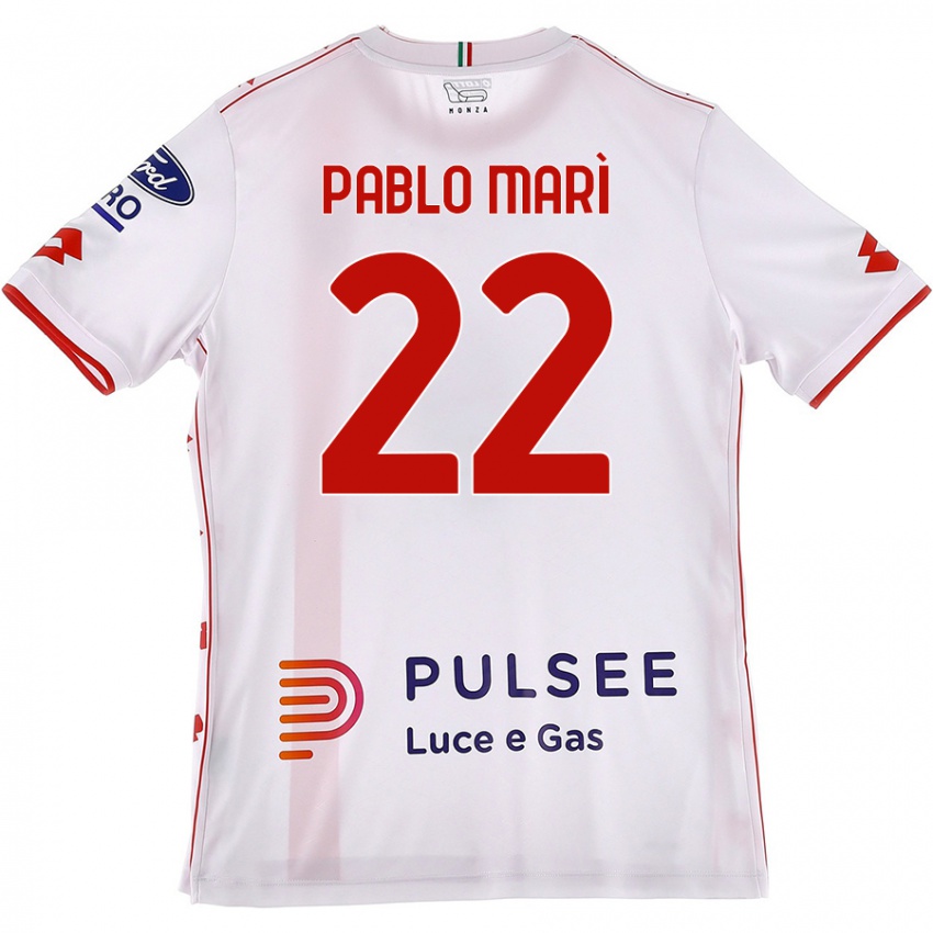 Niño Camiseta Pablo Marí #22 Blanco Rojo 2ª Equipación 2024/25 La Camisa Perú