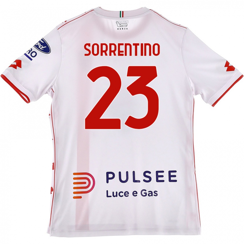 Niño Camiseta Alessandro Sorrentino #23 Blanco Rojo 2ª Equipación 2024/25 La Camisa Perú