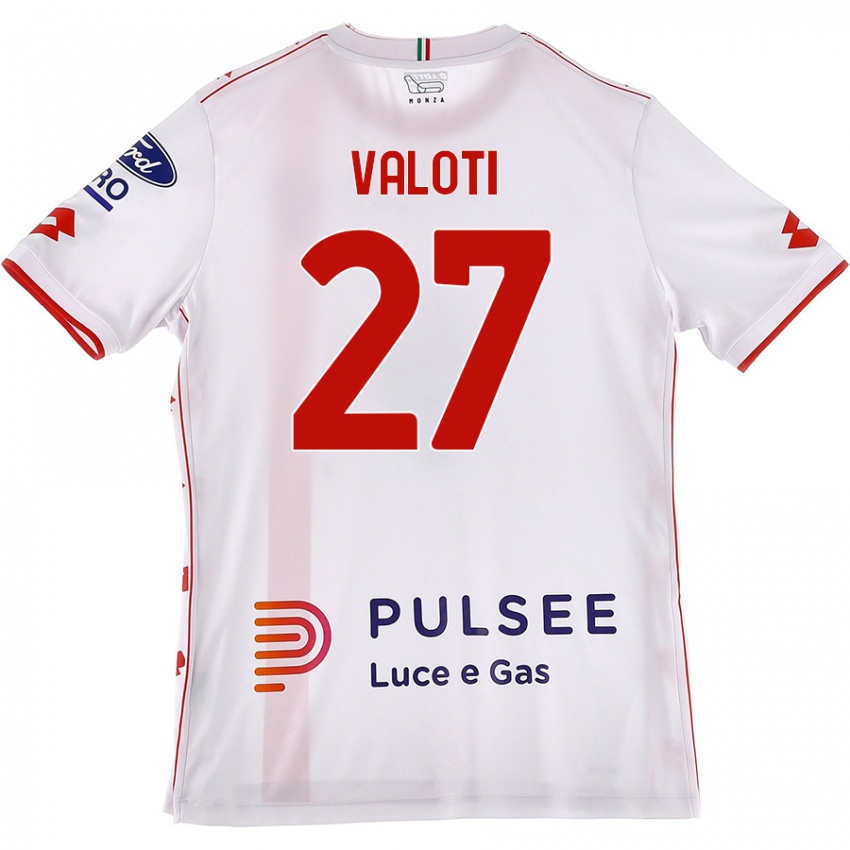 Niño Camiseta Mattia Valoti #27 Blanco Rojo 2ª Equipación 2024/25 La Camisa Perú