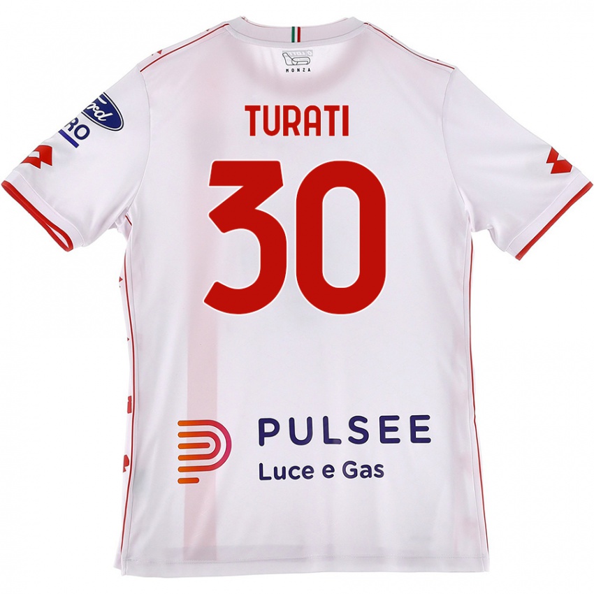 Niño Camiseta Stefano Turati #30 Blanco Rojo 2ª Equipación 2024/25 La Camisa Perú