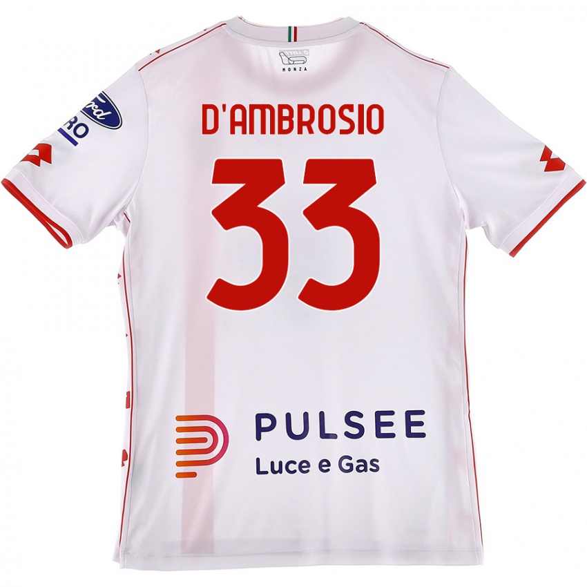 Niño Camiseta Danilo D'ambrosio #33 Blanco Rojo 2ª Equipación 2024/25 La Camisa Perú