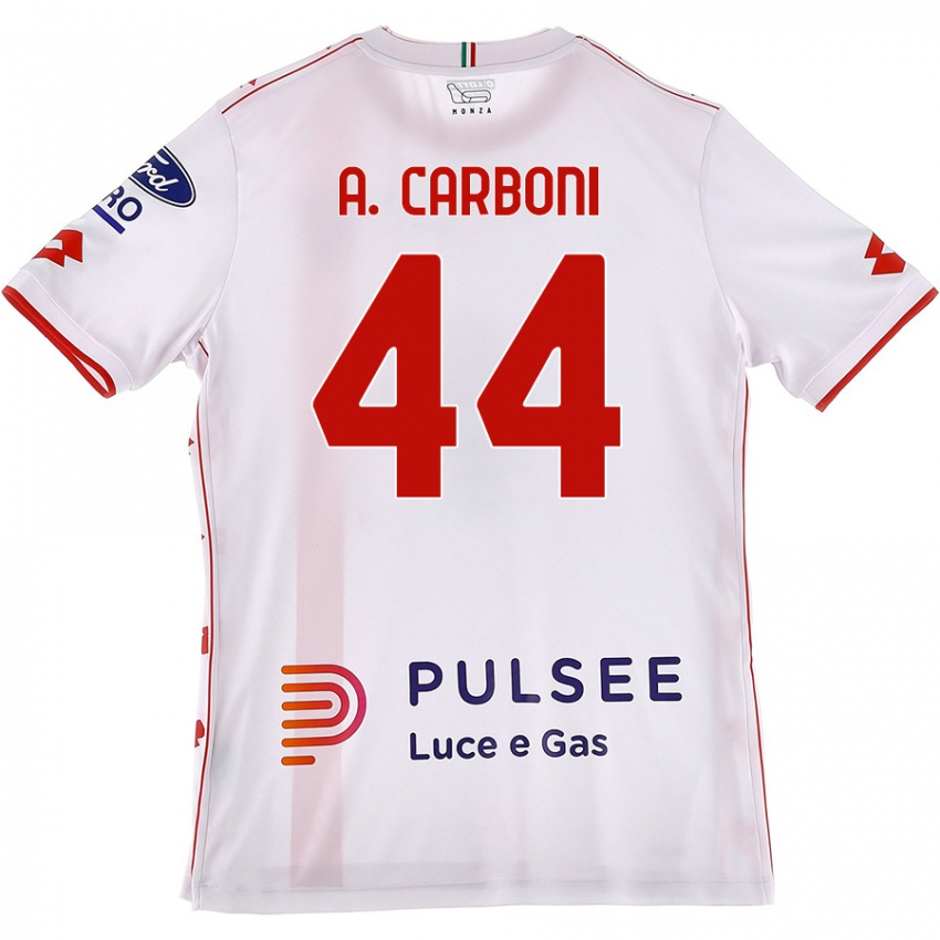 Niño Camiseta Andrea Carboni #44 Blanco Rojo 2ª Equipación 2024/25 La Camisa Perú