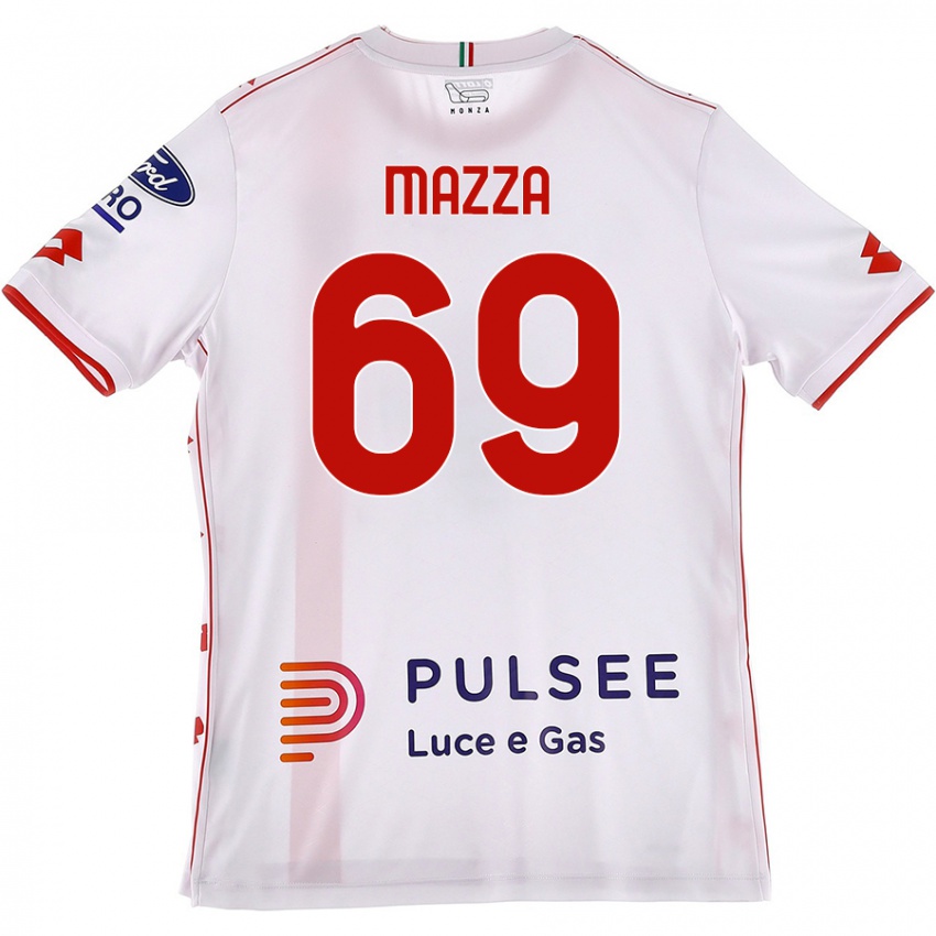 Niño Camiseta Andrea Mazza #69 Blanco Rojo 2ª Equipación 2024/25 La Camisa Perú