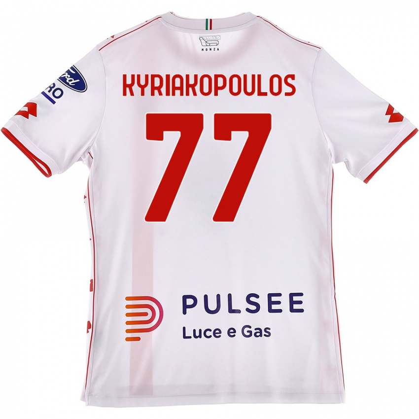 Niño Camiseta Georgios Kyriakopoulos #77 Blanco Rojo 2ª Equipación 2024/25 La Camisa Perú