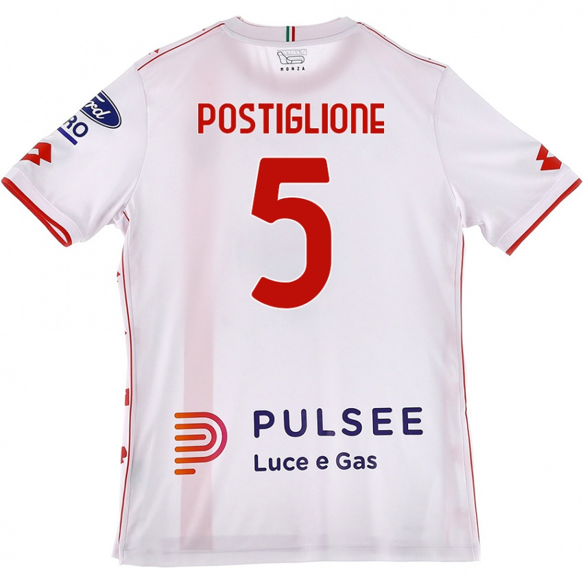 Niño Camiseta Nicolò Postiglione #5 Blanco Rojo 2ª Equipación 2024/25 La Camisa Perú