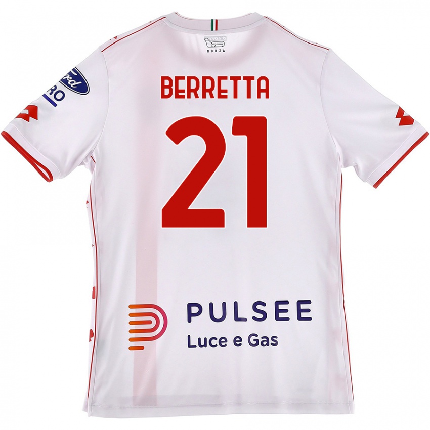 Niño Camiseta Alessandro Berretta #21 Blanco Rojo 2ª Equipación 2024/25 La Camisa Perú