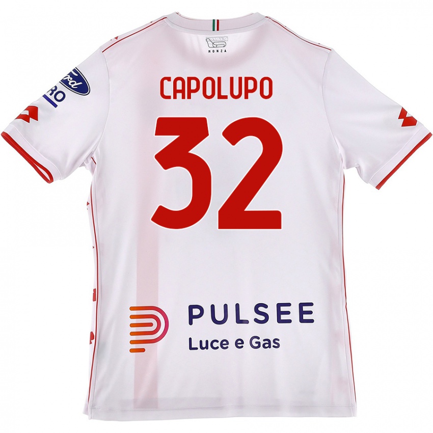 Niño Camiseta Samuele Capolupo #32 Blanco Rojo 2ª Equipación 2024/25 La Camisa Perú