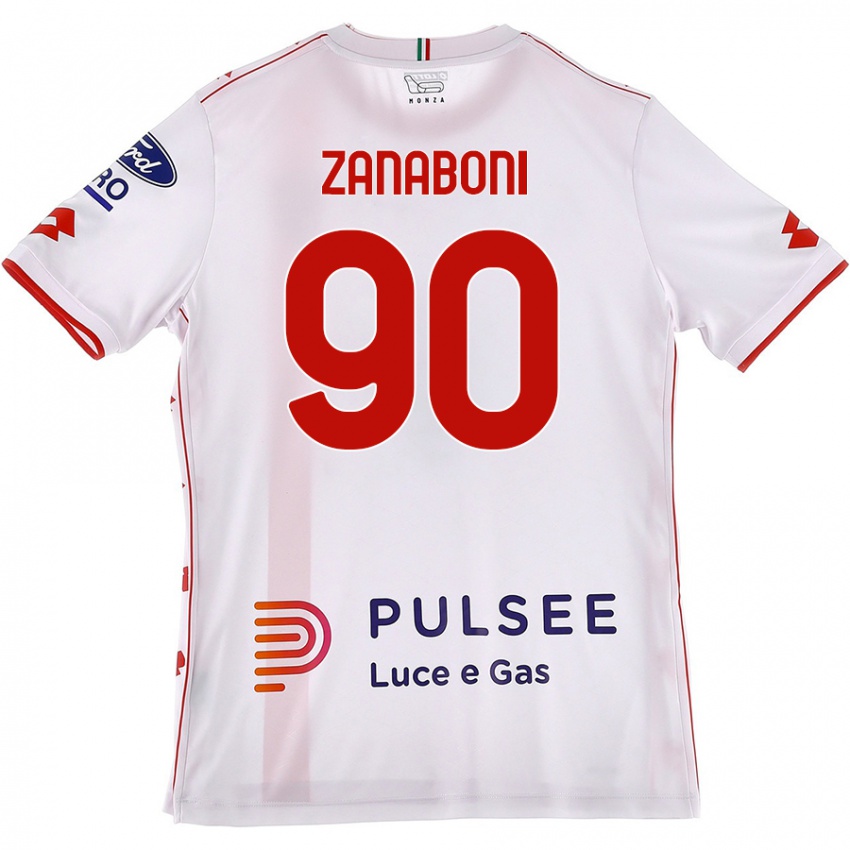 Niño Camiseta Emanuele Zanaboni #90 Blanco Rojo 2ª Equipación 2024/25 La Camisa Perú