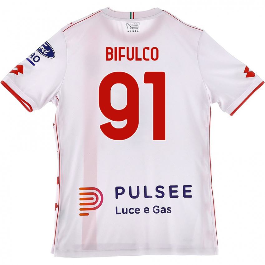 Niño Camiseta Davide Bifulco #91 Blanco Rojo 2ª Equipación 2024/25 La Camisa Perú