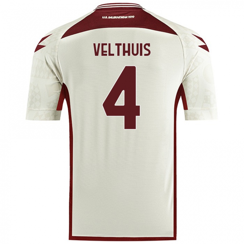 Niño Camiseta Tijs Velthuis #4 Color Crema 2ª Equipación 2024/25 La Camisa Perú