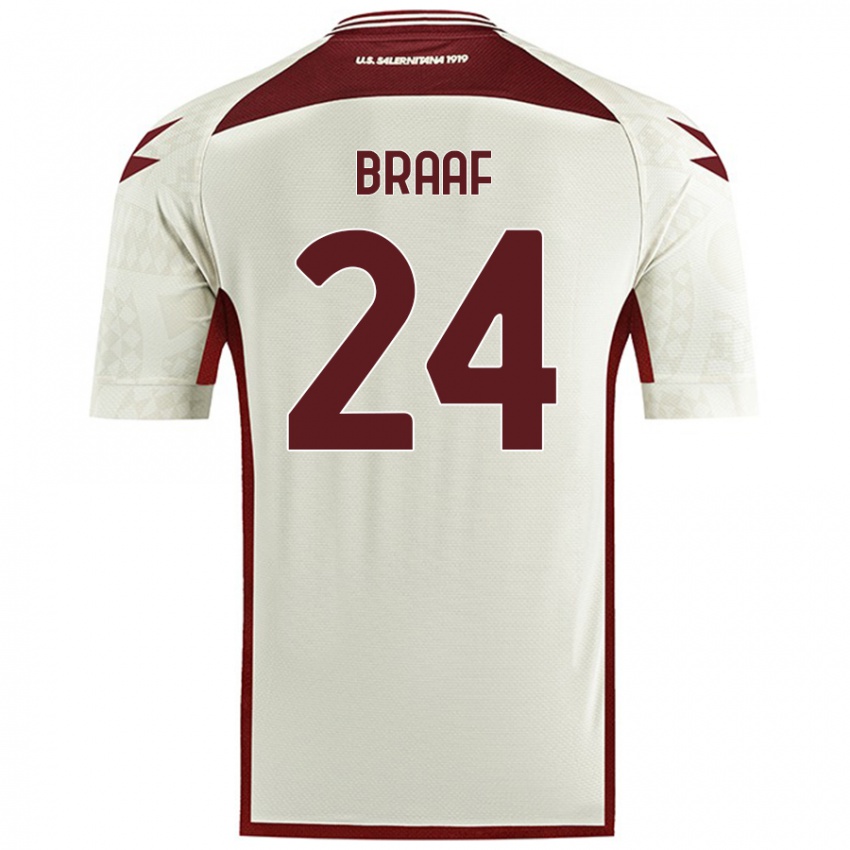 Niño Camiseta Jayden Braaf #24 Color Crema 2ª Equipación 2024/25 La Camisa Perú