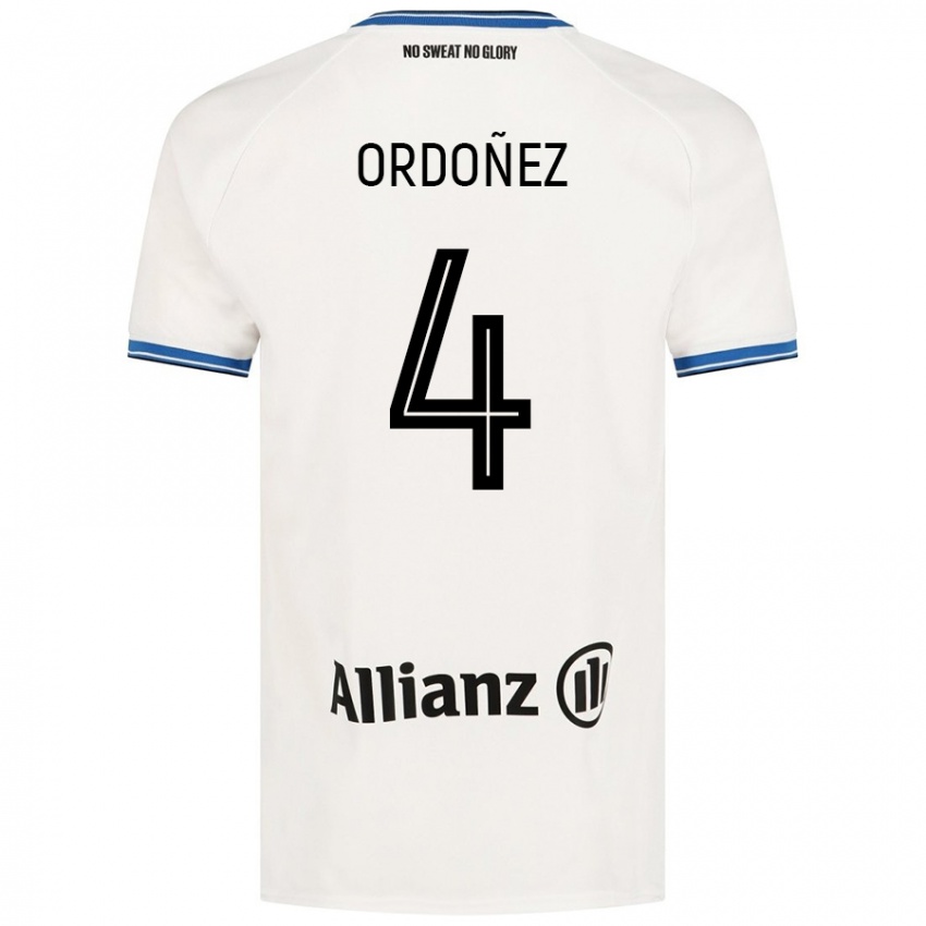 Niño Camiseta Joel Ordóñez #4 Blanco 2ª Equipación 2024/25 La Camisa Perú