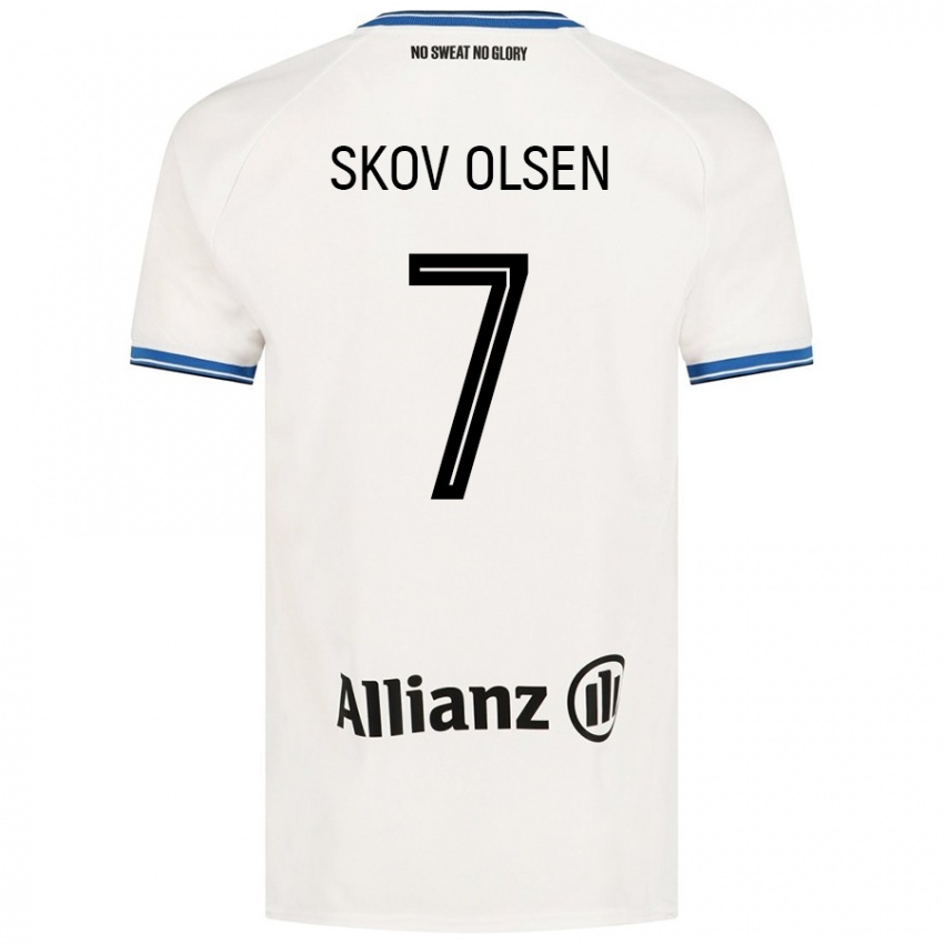 Niño Camiseta Andreas Skov Olsen #7 Blanco 2ª Equipación 2024/25 La Camisa Perú