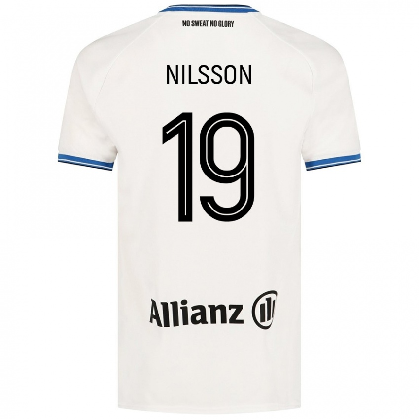 Niño Camiseta Gustaf Nilsson #19 Blanco 2ª Equipación 2024/25 La Camisa Perú