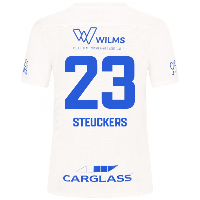 Niño Camiseta Jarne Steuckers #23 Blanco 2ª Equipación 2024/25 La Camisa Perú