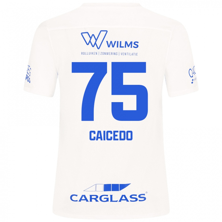 Niño Camiseta Alfred Caicedo #75 Blanco 2ª Equipación 2024/25 La Camisa Perú