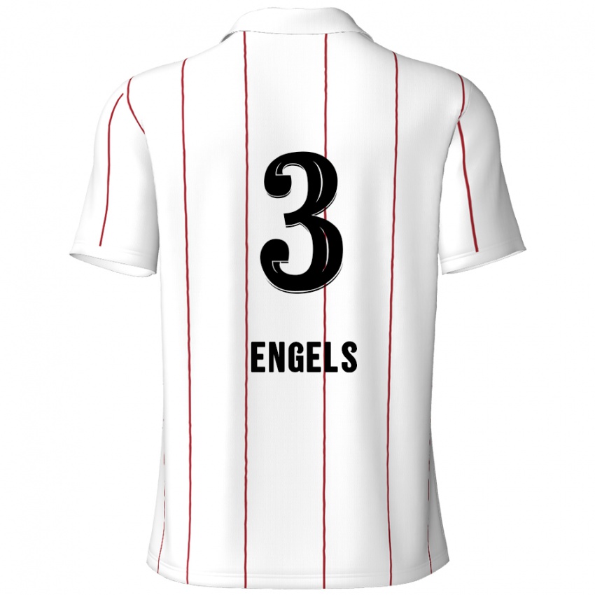 Niño Camiseta Björn Engels #3 Blanco Negro 2ª Equipación 2024/25 La Camisa Perú