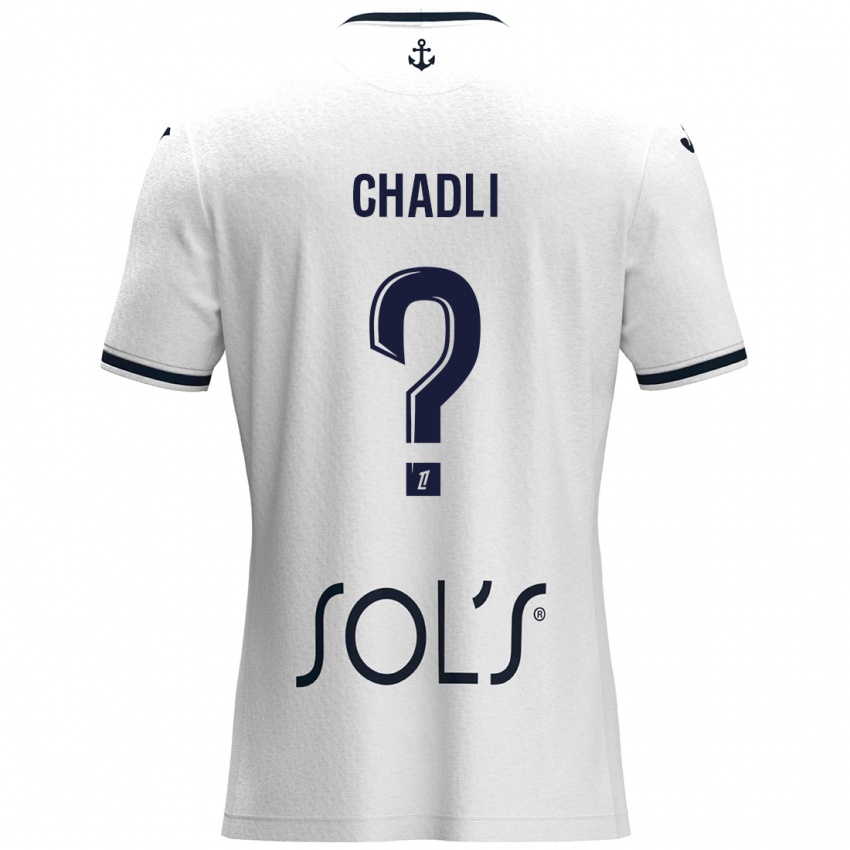 Niño Camiseta Nassim Chadli #0 Blanco Azul Oscuro 2ª Equipación 2024/25 La Camisa Perú