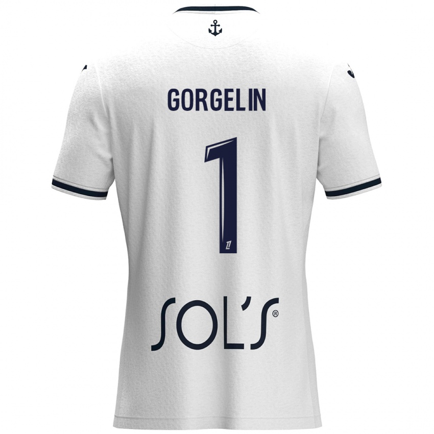 Niño Camiseta Mathieu Gorgelin #1 Blanco Azul Oscuro 2ª Equipación 2024/25 La Camisa Perú