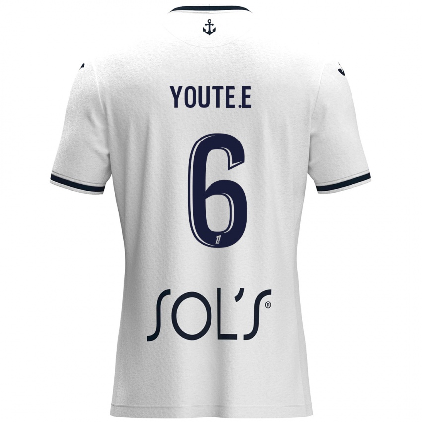 Niño Camiseta Étienne Youté Kinkoué #6 Blanco Azul Oscuro 2ª Equipación 2024/25 La Camisa Perú