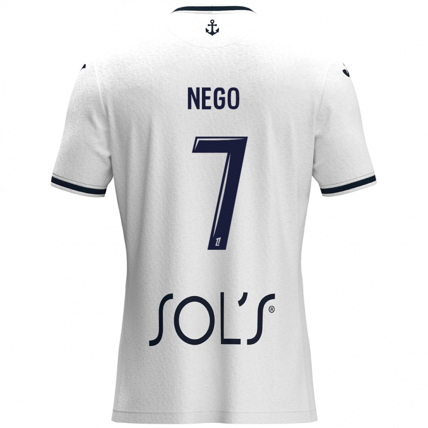 Niño Camiseta Loïc Nego #7 Blanco Azul Oscuro 2ª Equipación 2024/25 La Camisa Perú