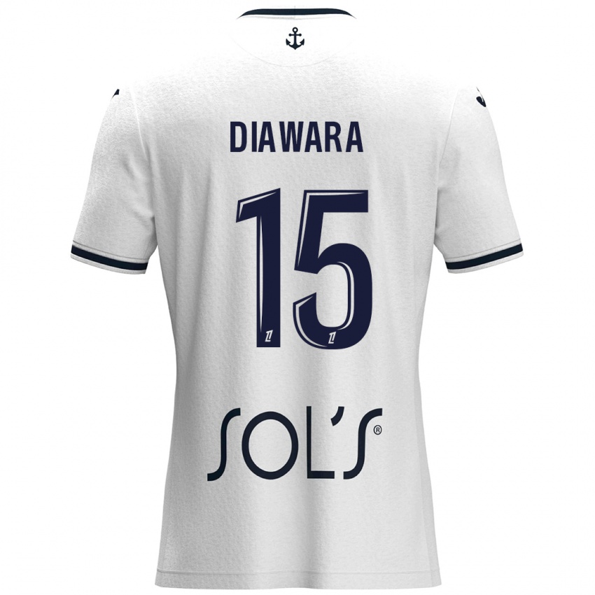 Niño Camiseta Kandet Diawara #15 Blanco Azul Oscuro 2ª Equipación 2024/25 La Camisa Perú