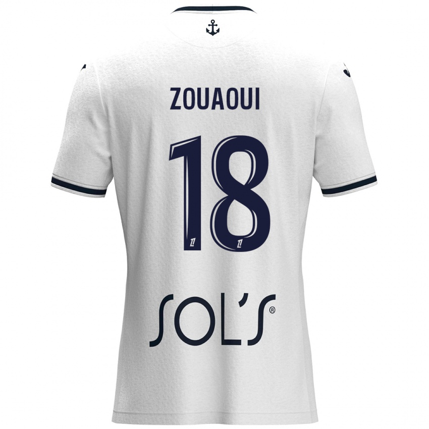 Niño Camiseta Yanis Zouaoui #18 Blanco Azul Oscuro 2ª Equipación 2024/25 La Camisa Perú