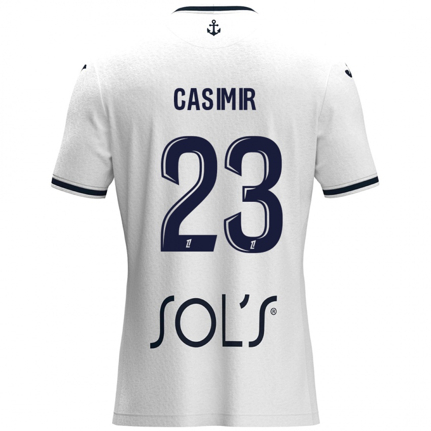 Niño Camiseta Josué Casimir #23 Blanco Azul Oscuro 2ª Equipación 2024/25 La Camisa Perú