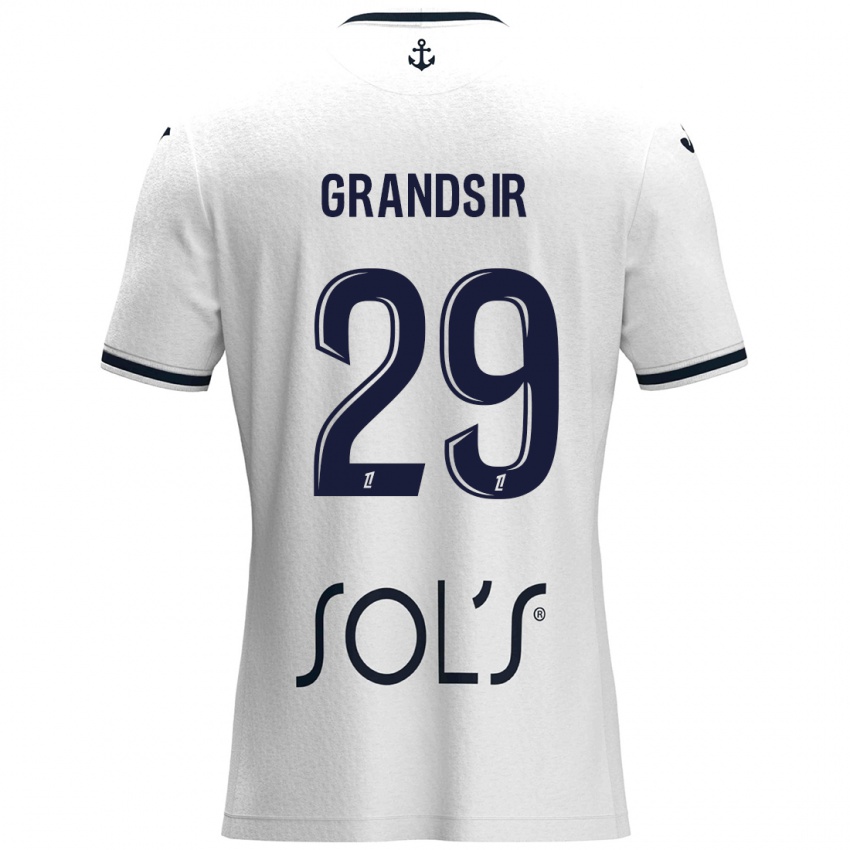 Niño Camiseta Samuel Grandsir #29 Blanco Azul Oscuro 2ª Equipación 2024/25 La Camisa Perú