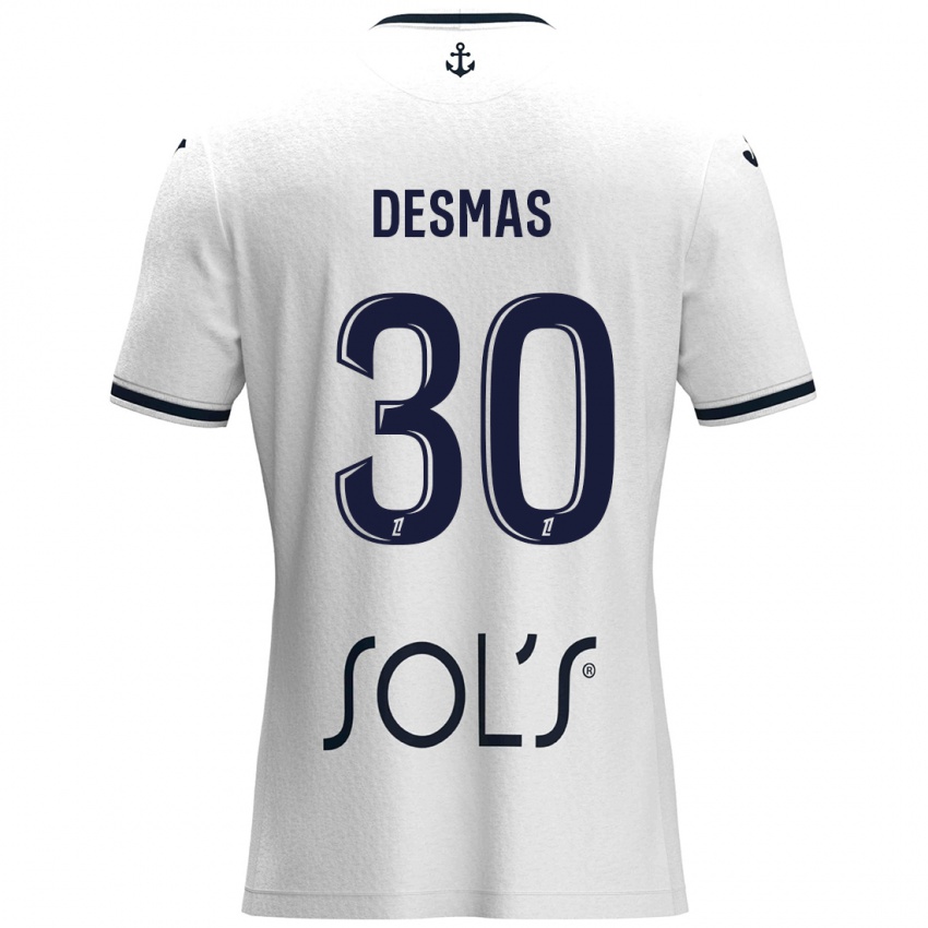 Niño Camiseta Arthur Desmas #30 Blanco Azul Oscuro 2ª Equipación 2024/25 La Camisa Perú