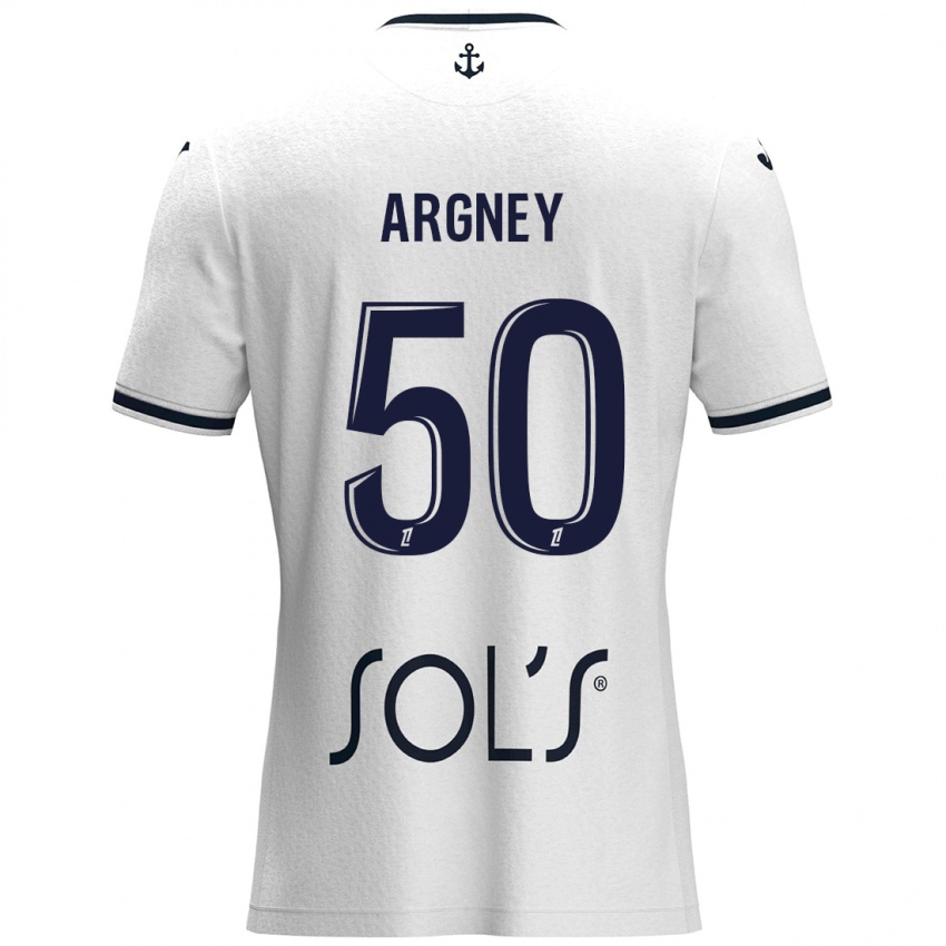 Niño Camiseta Paul Argney #50 Blanco Azul Oscuro 2ª Equipación 2024/25 La Camisa Perú