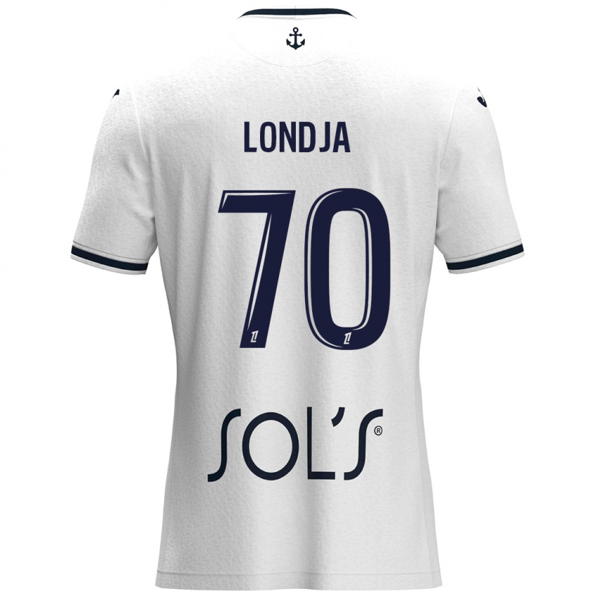 Niño Camiseta Ruben Londja #70 Blanco Azul Oscuro 2ª Equipación 2024/25 La Camisa Perú