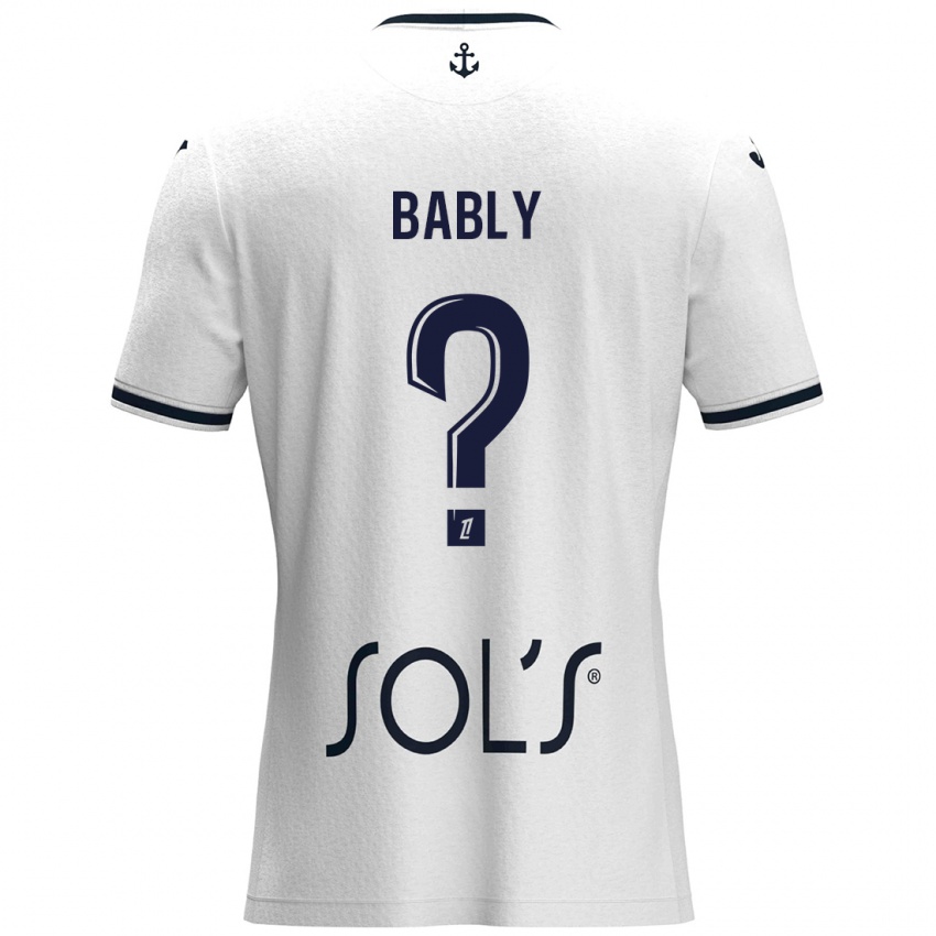 Niño Camiseta Emmanuel Bably #0 Blanco Azul Oscuro 2ª Equipación 2024/25 La Camisa Perú