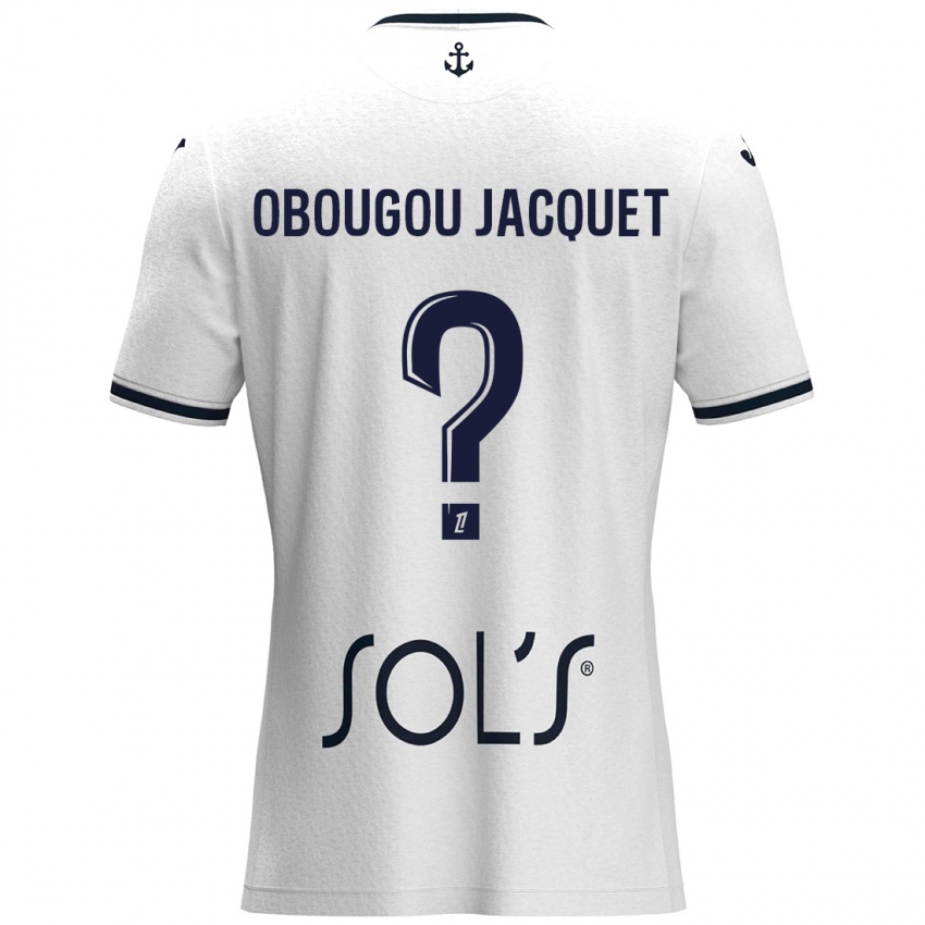 Niño Camiseta Noam Obougou Jacquet #0 Blanco Azul Oscuro 2ª Equipación 2024/25 La Camisa Perú