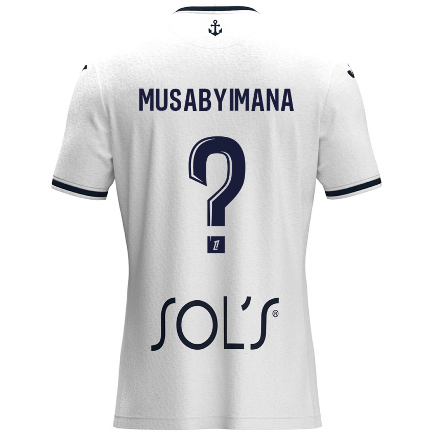 Niño Camiseta Thierry Musabyimana #0 Blanco Azul Oscuro 2ª Equipación 2024/25 La Camisa Perú