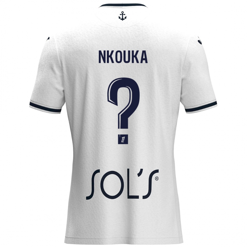 Niño Camiseta Ethan Nkouka #0 Blanco Azul Oscuro 2ª Equipación 2024/25 La Camisa Perú