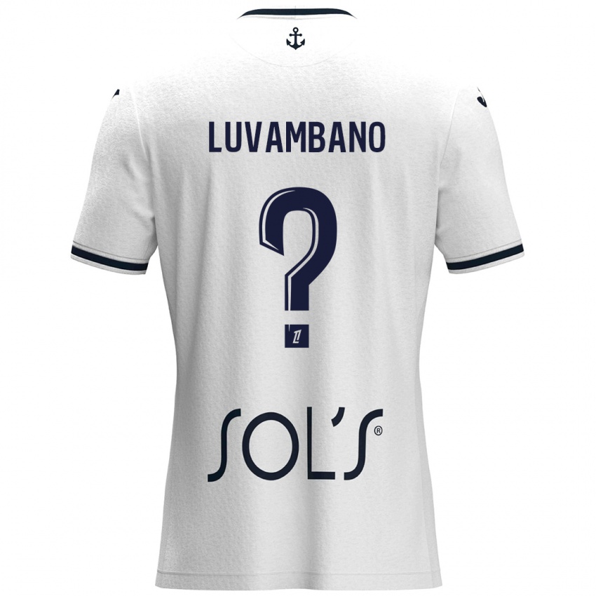 Niño Camiseta Ethan Luvambano #0 Blanco Azul Oscuro 2ª Equipación 2024/25 La Camisa Perú