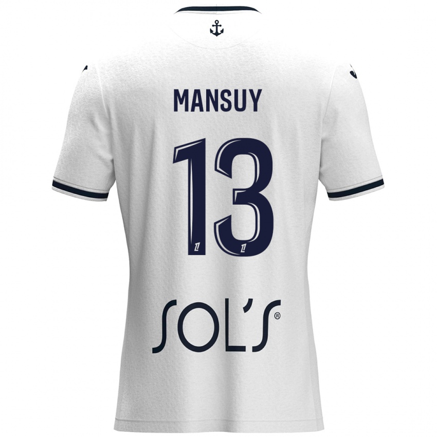 Niño Camiseta Héloïse Mansuy #13 Blanco Azul Oscuro 2ª Equipación 2024/25 La Camisa Perú