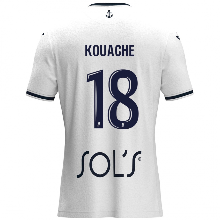 Niño Camiseta Éva Kouache #18 Blanco Azul Oscuro 2ª Equipación 2024/25 La Camisa Perú