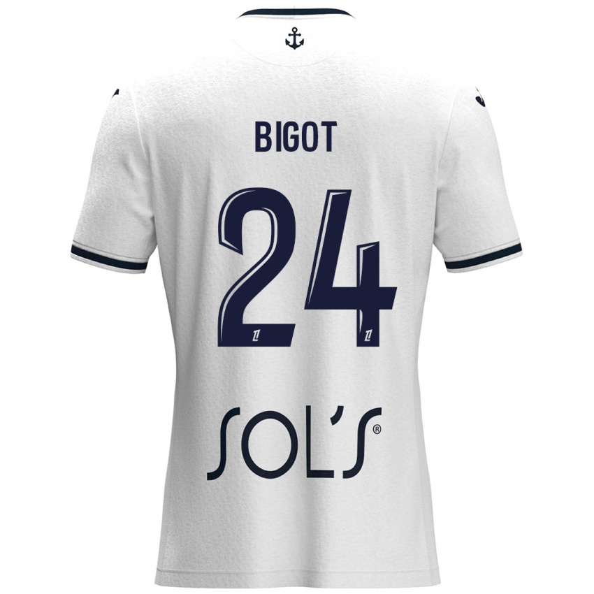 Niño Camiseta Maureen Bigot #24 Blanco Azul Oscuro 2ª Equipación 2024/25 La Camisa Perú